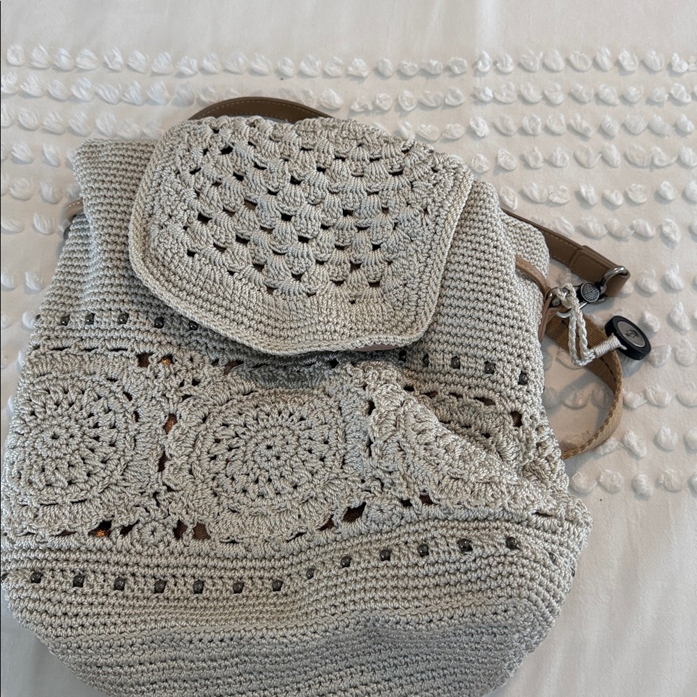 The Sak, Sayulita Backpack - Hand Crochet - Natural Medallion